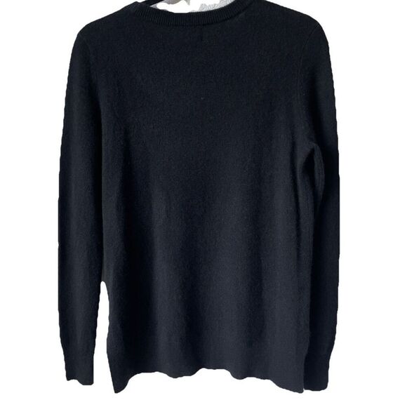 Halogen Women Black 100% Cashmere Crew Neck Sweater Size Medium w/side slits - Picture 5 of 6